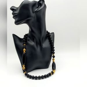 Vintage Napier Black Gold Necklace 80’s 90’s